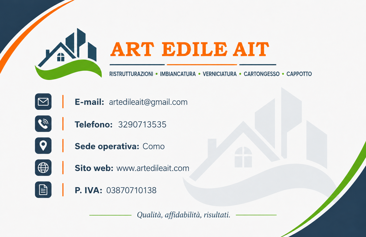 Biglietto da visita Art Edile AIT — contatti