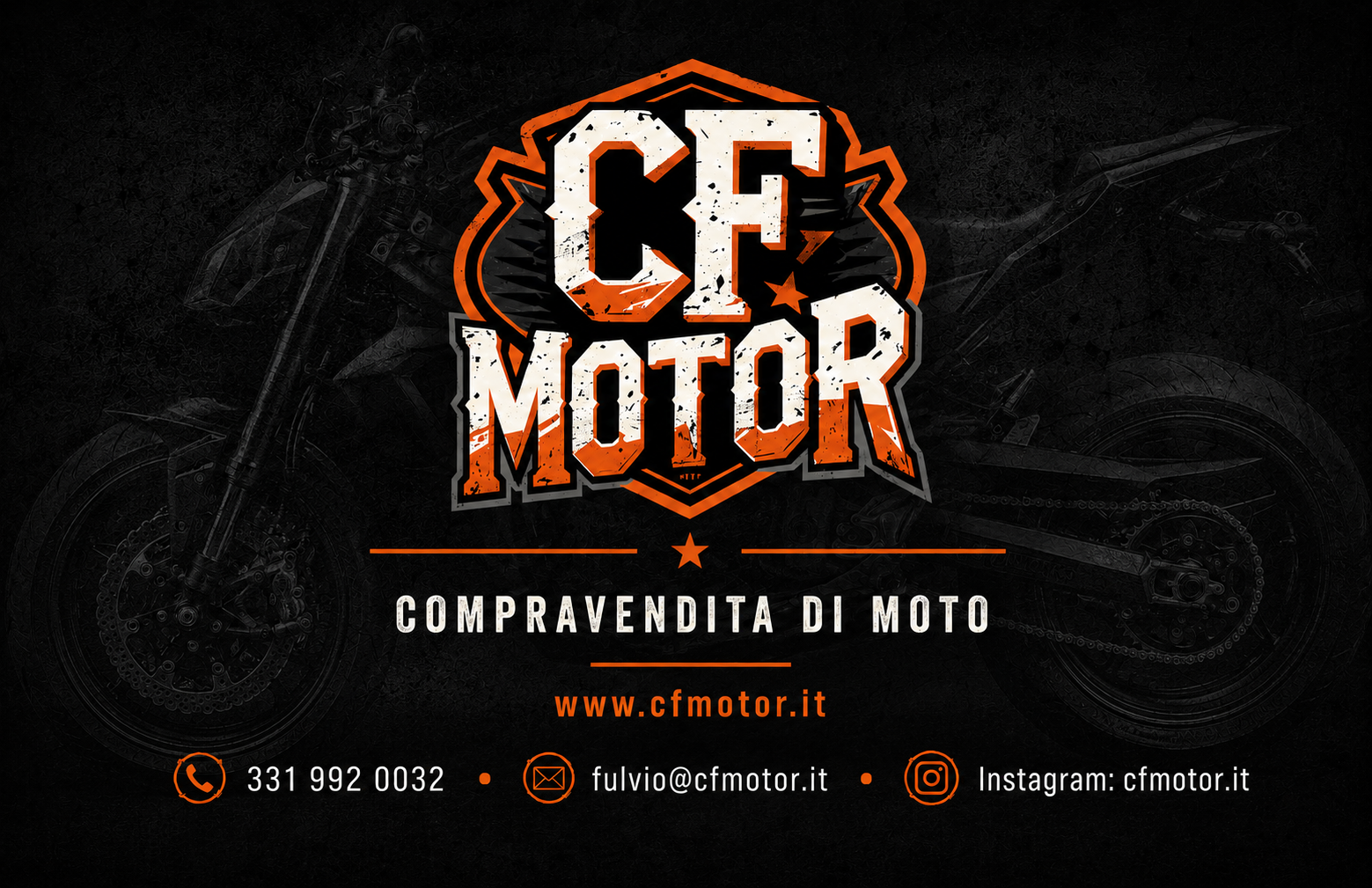 Biglietto da visita CF Motor — fronte con logo